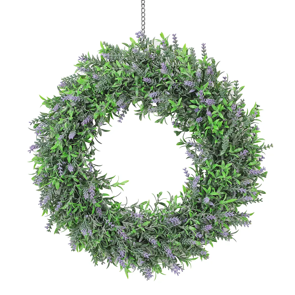 Hh 67 Garden Supplies Lavender Garland Artificial Green Plant PE Leaf Decorative Wreath for Door