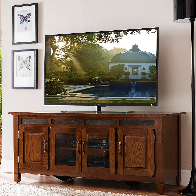 Leick Furniture Rustic Oak 60 TV Console with Slate