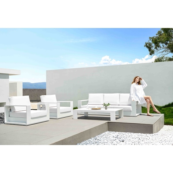 Faena White 4Piece Aluminum Outdoor Conversation Seating Set