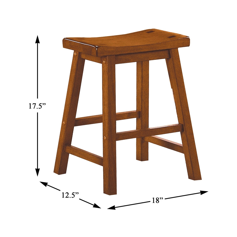 Lexicon Saddleback 18H Solid Wood Dining Stool in Oak (Set of 2)