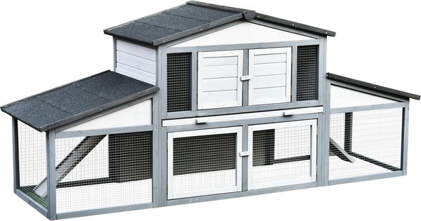 PawHut Outdoor Run Wooden Bunny Rabbit Hutch and Chicken Coop