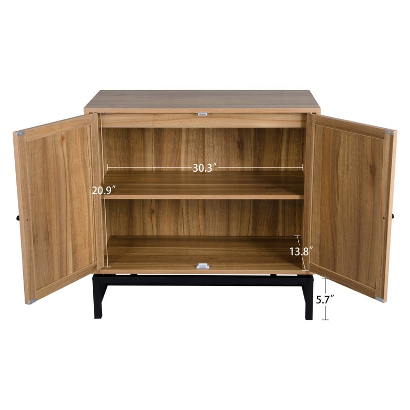 Rattan Cabinet with 2 Doors and Adjustable Shelf