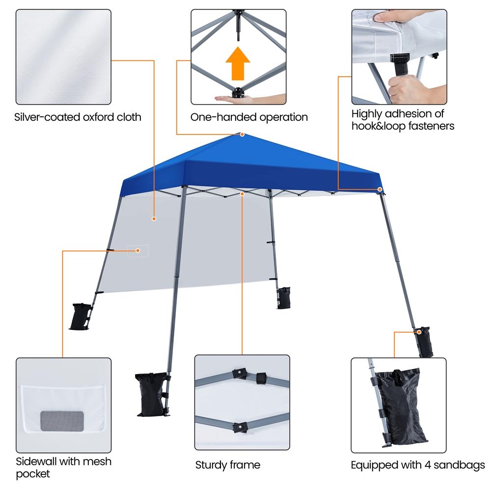 Easyfashion 10x10ft Pop-Up Canopy with Sun Shade Wall， Blue