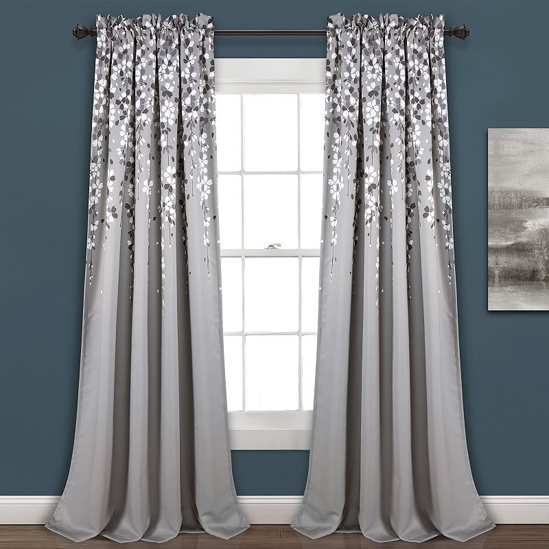 Half Moon 2 Weeping Flowers Window Curtain Panels