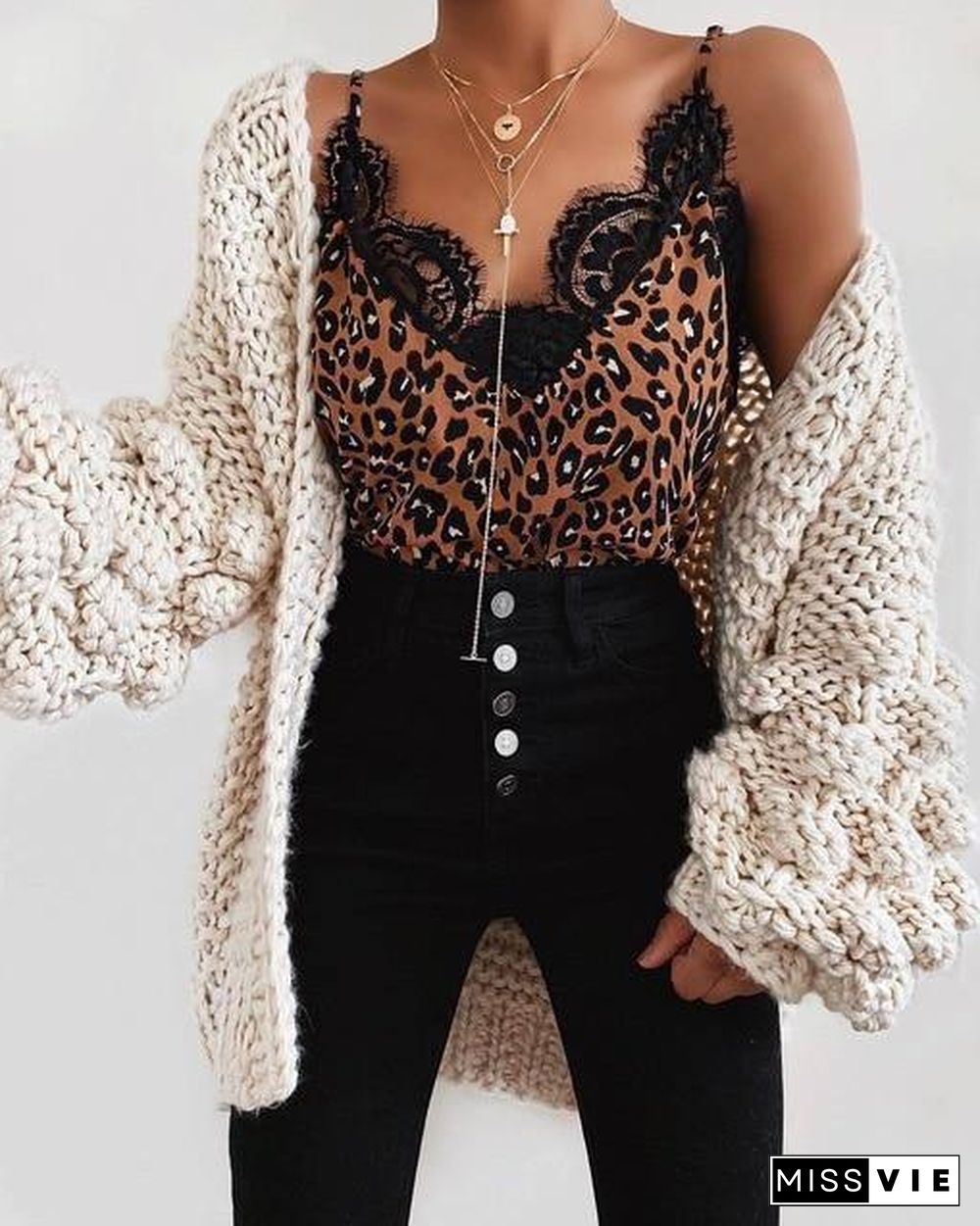 Women Lace Leopard Print Vest Ladies Sleeveless Vest Tank Tops Ladies Loose V-Neck Camisole T-Shirt Ladies Tops Clothing