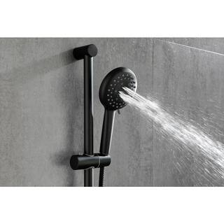 FORCLOVER 3-Spray Patterns 4.9 in. Wall Mount Handheld Shower Head with 28 in. Adjustable Slide Bar and 59 in. Hose in Matte Black HE-301MB