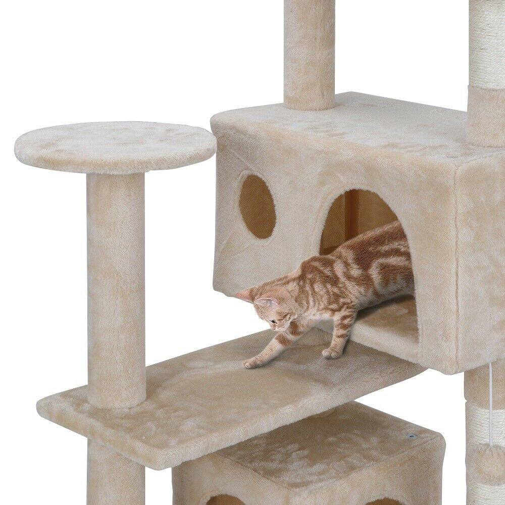 Multi-level 53" Cat Tree Tower Stand House Furniture with Scratching Board Kitty Pet Play Town