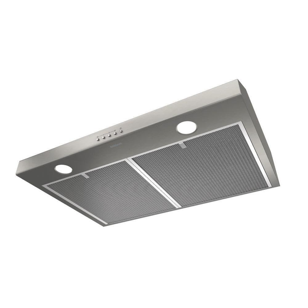 BroanNuTone Glacier BCSQ1 30 in 375 Max Blower CFM Convertible UnderCabinet Range Hood with Light in Stainless Steel