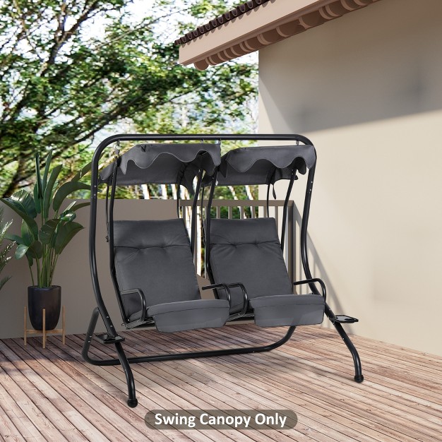 Outsunny 2 seater Swing Canopy Replacement With Tubular Framework Outdoor Swing Seat Top Cover