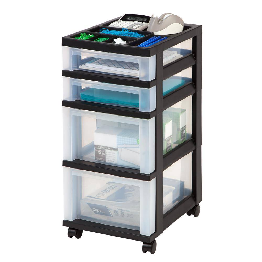 IRIS 4 Drawer Rolling Storage Cart in Black 116827