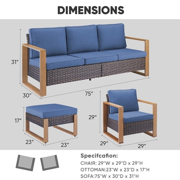 5 Piece Patio Furniture Sets with Club Chair