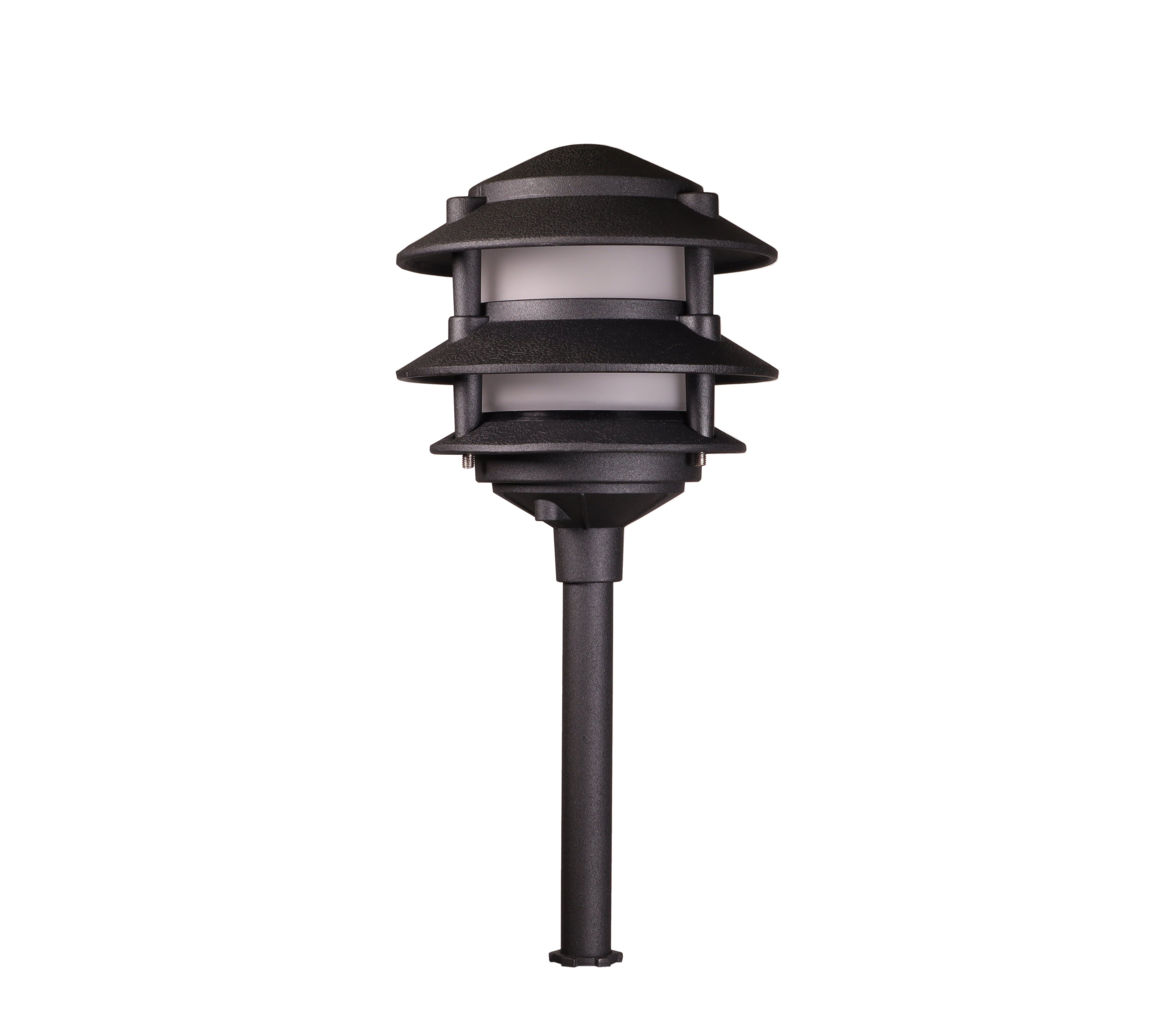 Best Pro Lighting Low Voltage Landscape Light Cast Aluminum 3 Tier Pagoda in Black- BPL302