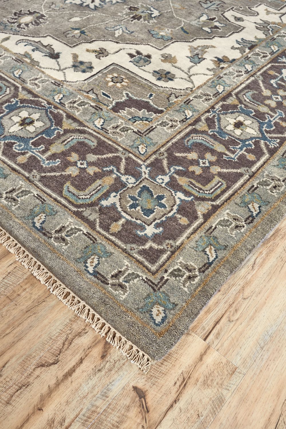 Alden Hand Knotted Gray and Blue Rug by BD Fine