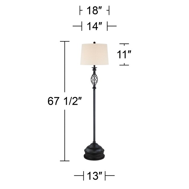 Tall Bronze Iron Scroll Cream Hardback Drum Shade For Living Room Bedroom Office