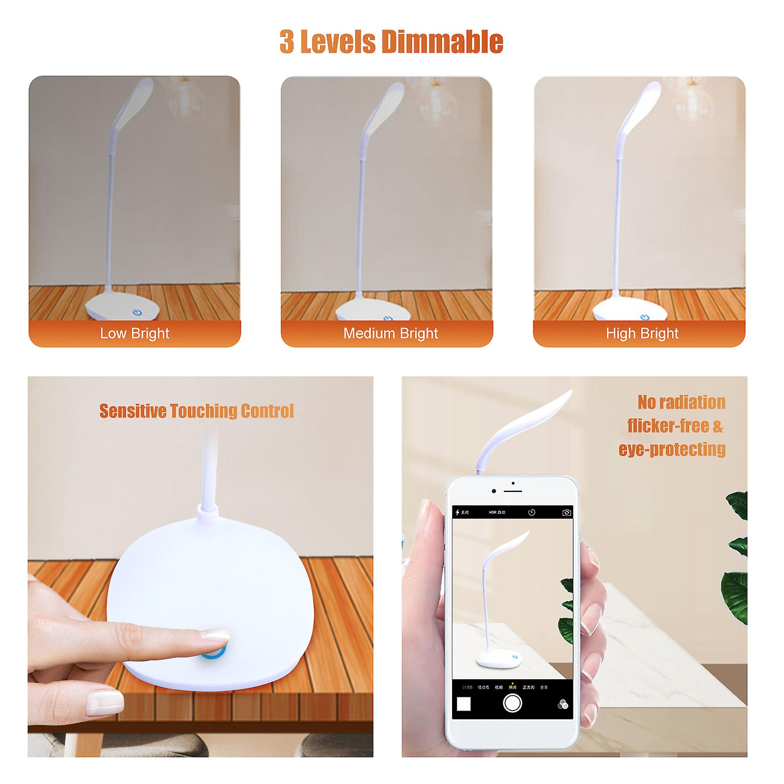 D C5v 4w 14leds Table Light Desk Lamp Beside Lamp Sensitive Touching Control Usb Operated Flexible Bendable Tube Design/ Built-in 300mah Rechargeable