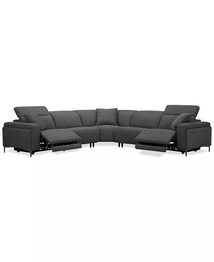 Furniture Adney 128 5 Pc Zero Gravity Fabric Sectional with 2 Power Recliners