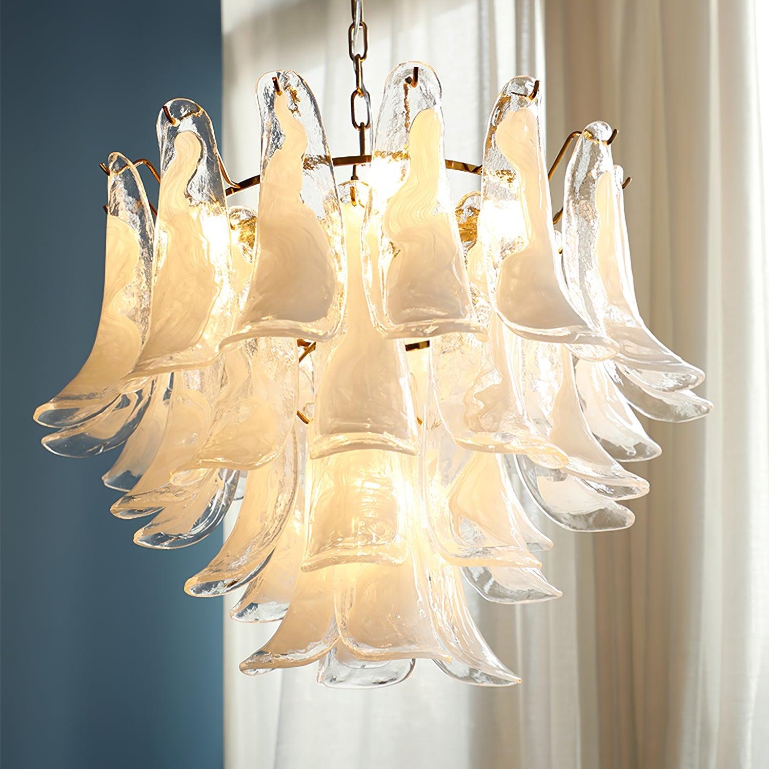 Glass Leaf Cascade Chandelier