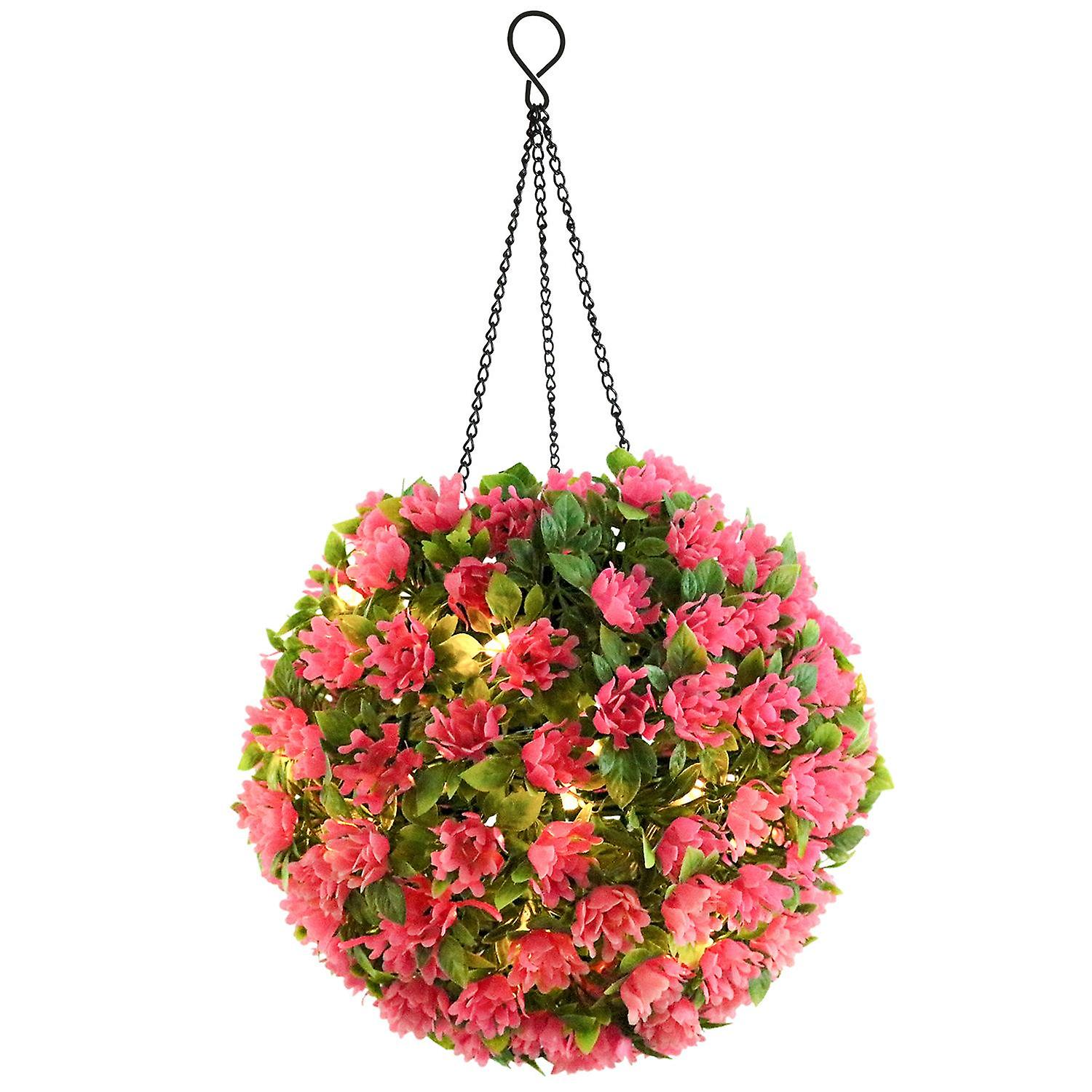 Hanging Artificial Flower Ball Garden Solar Lights For Outdoors Indoors Courtyard Decor