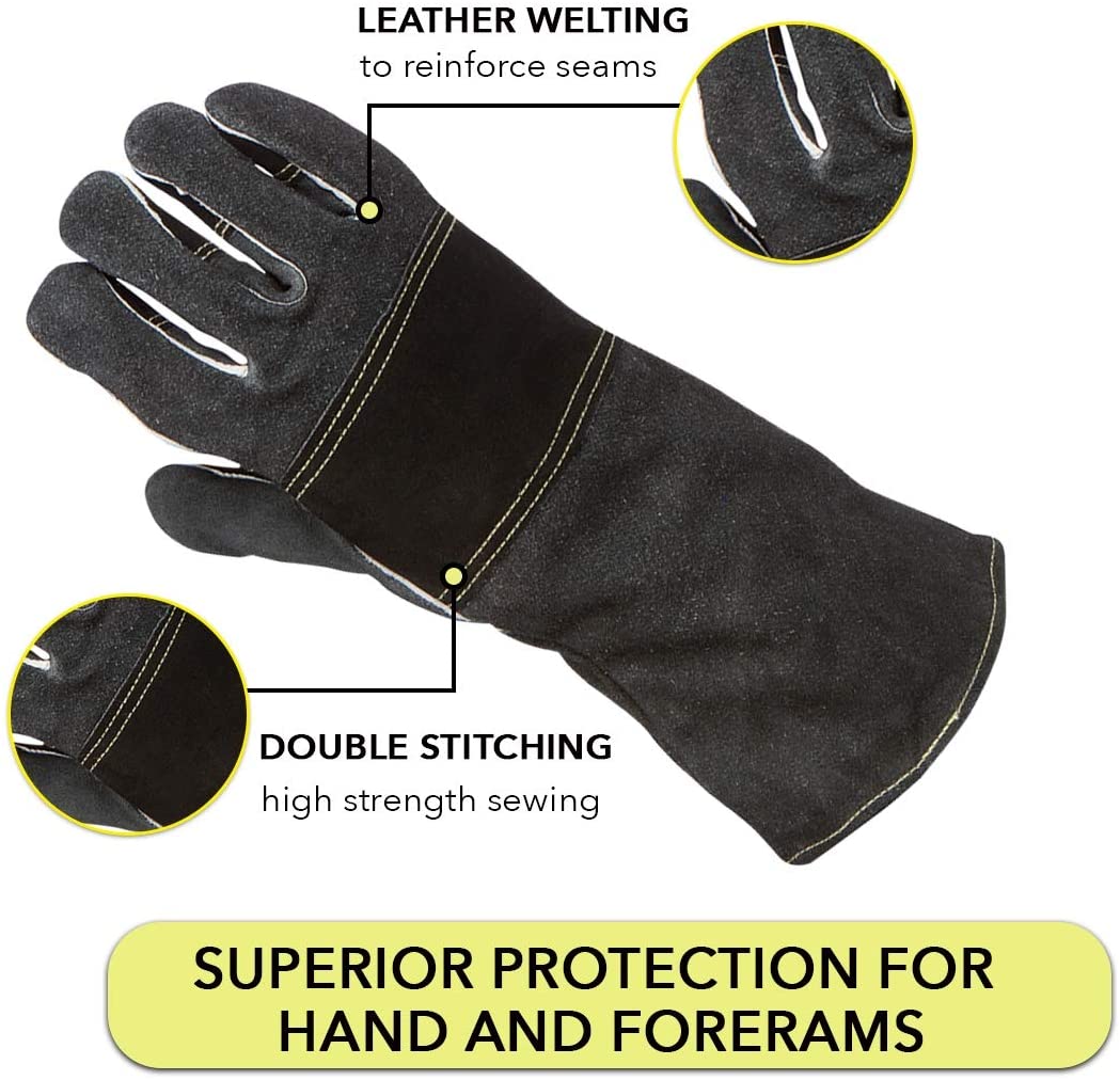 Protective Gloves, Professional Animal Handling with Leather and Kevlar; Anti Scratch, Bite for Dog, Cat, Falconry, Reptile, Parrot (1, Medium)