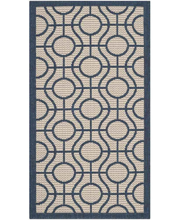 Safavieh Courtyard CY6115 Beige and Navy 2'7 x 5' Sisal Weave Outdoor Area Rug