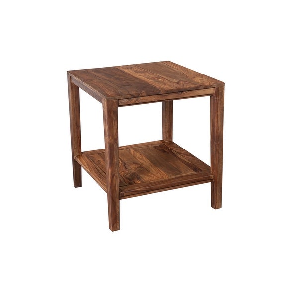 Porter Designs Fall River Solid Sheesham Wood End Table， Natural