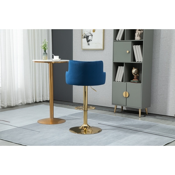 Modern Swivel Barstools with Footrest Velvet Adjustable Height Bar Chairs