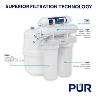 PUR 4-Stage Universal 23.3 GPD Reverse Osmosis Water Filtration System with Faucet PUN4RO