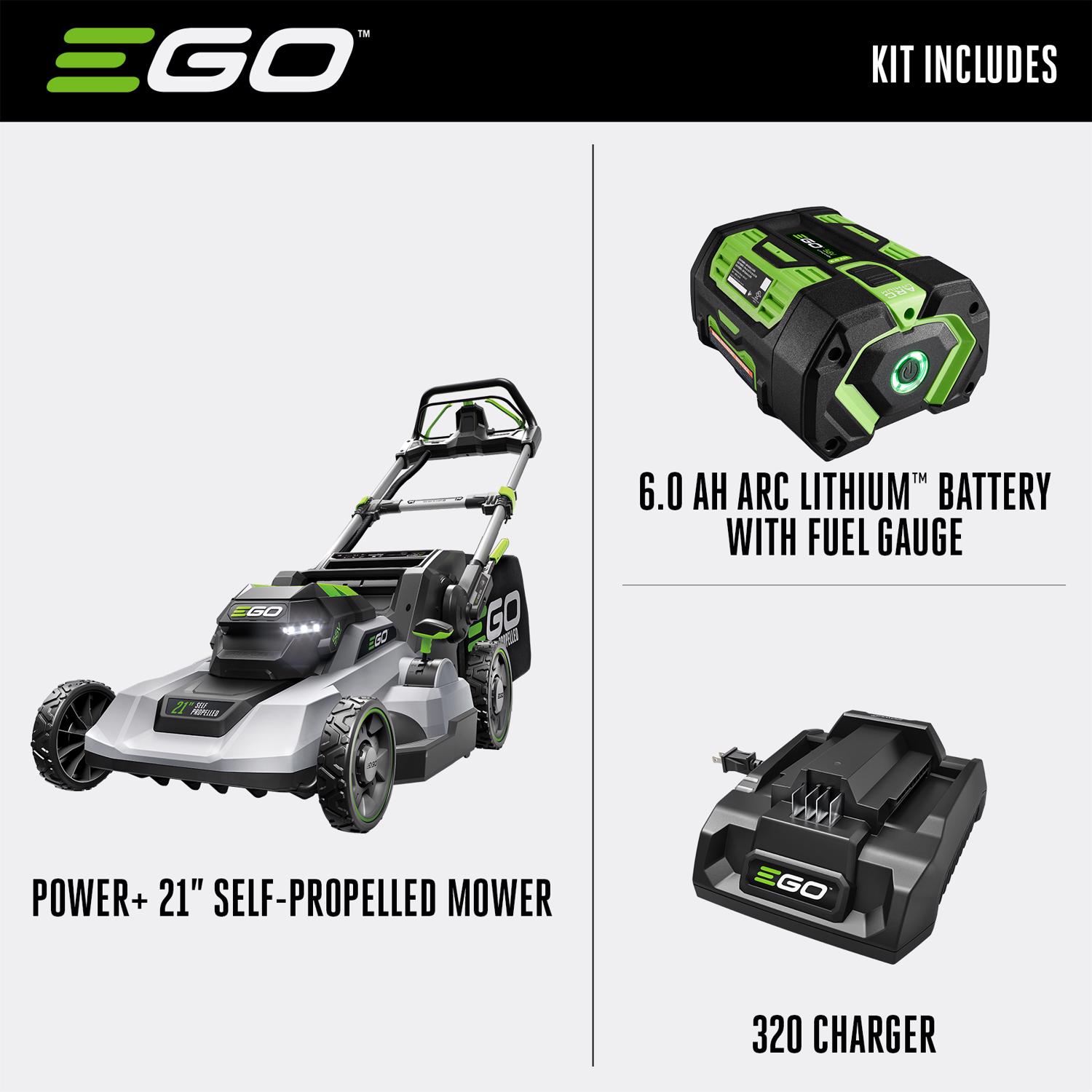 EGO Power+ LM2114SP 21 in. 56 V Battery Self-Propelled Lawn Mower Kit (Battery \u0026 Charger) W/ 6.0 AH BATTERY