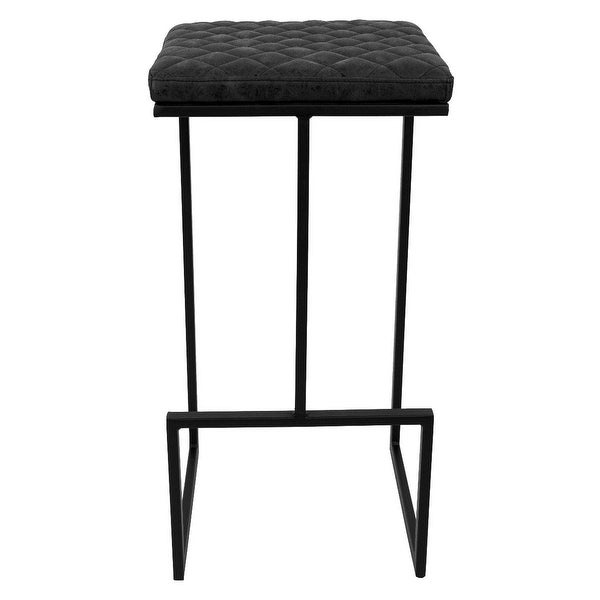 LeisureMod Quincy Modern Leather Barstool With Metal Frame Set of 2 - 29-Inches