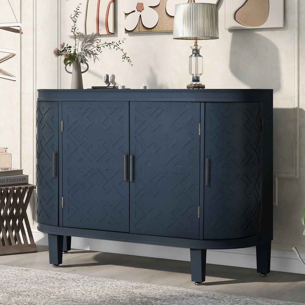 Accent Storage Cabinet Sideboard Wooden Cabinet with Antique Pattern Doors