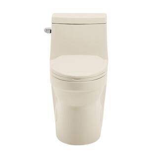 Swiss Madison Virage 1-piece 1.28 GPF Single Flush Elongated Left Side Handle Toilet in Bisque Seat Included SM-1T123BQ