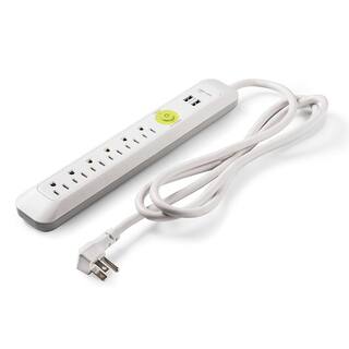 EasyLife Tech 6 ft. 6-Outlet 2-USB Power Strip Surge Protector - White 0-2518