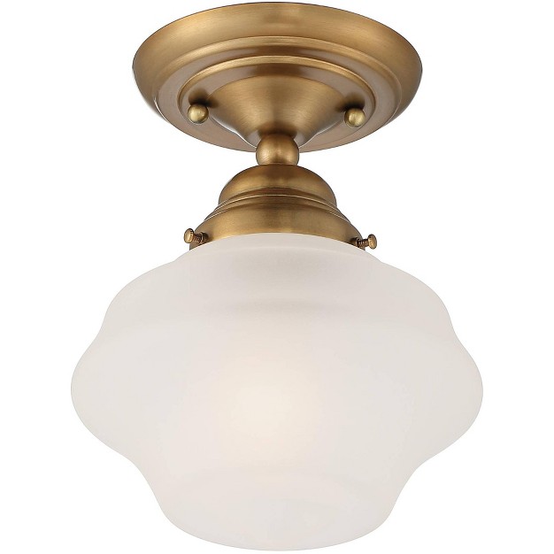 Wide Brass White Glass Shade For Bedroom Living Room Home