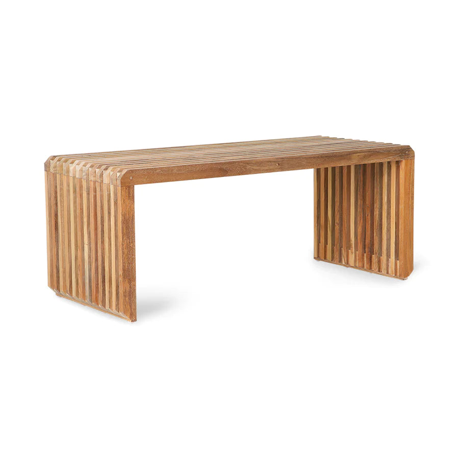 Slatted teak wood bench M