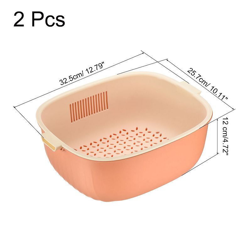 Plastic Colander Strainer Set 2PCS， Kitchen Food Strainer Basket