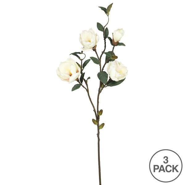 Vickerman 38 Cream Magnolia Artificial floral Stem，Set of 3