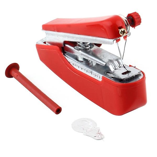 Mini Hand-Held Sewing Machine Portable Home Textiles Garment Stitch Fabrics Sewing Machine(Red)