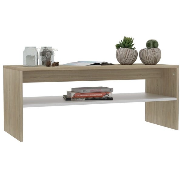 Stylish Coffee Table End Table Oak Chipboard High Quality White