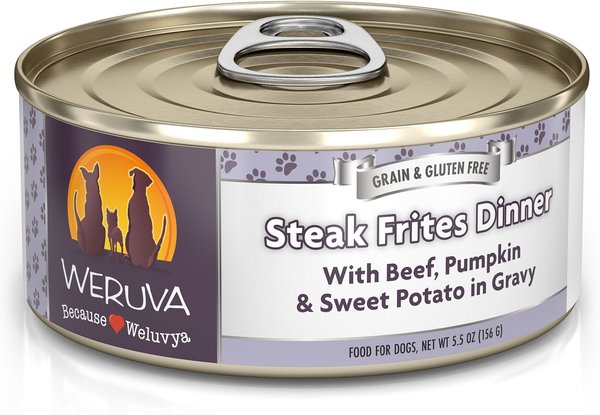 Weruva Steak Frites Dinner with Beef， Pumpkin and Sweet Potatoes in Gravy Grain-Free Canned Dog Food