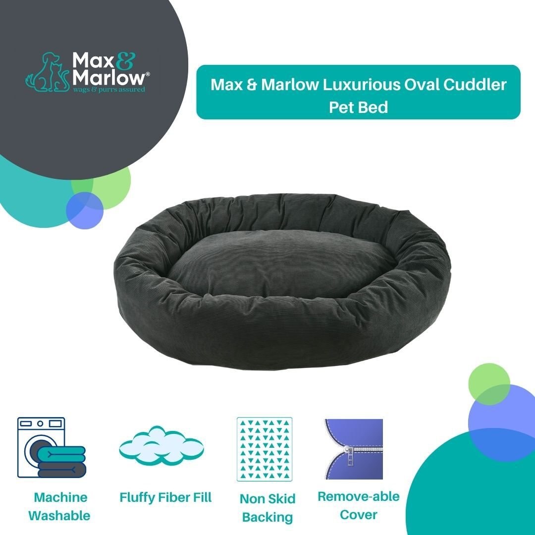 Max and Marlow Luxurious Oval Bolster Cuddler Cat and Dog Bed