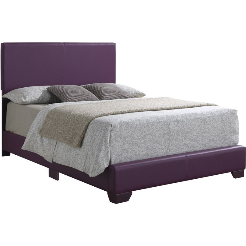 Maklaine Modern Faux Leather Upholstered Full Bed in Purple Finish