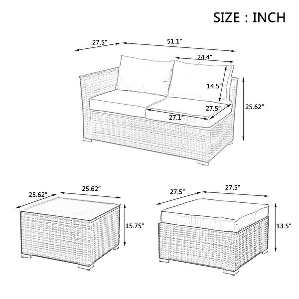 Patio Furniture，Outdoor Furniture，Seasonal PE Wicker Furniture，4 Set Wicker Furniture