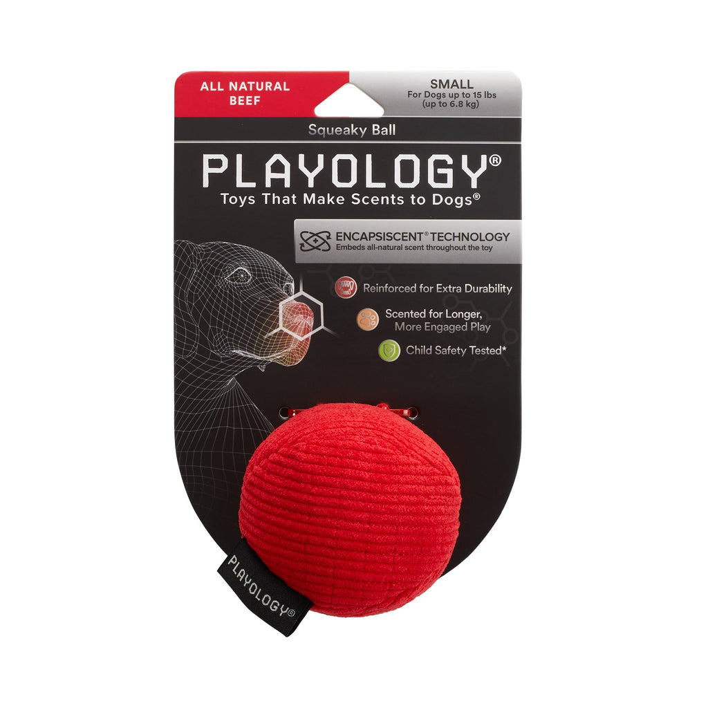 Playology Plush Squeaky Ball Dog Toy Beef