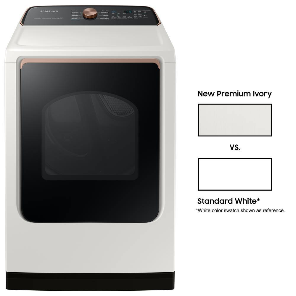  7.4 cu. ft. Smart High-Efficiency Vented Electric Dryer with Steam Sanitize+ in Ivory DVE55A7300E