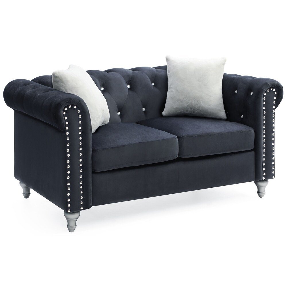 Raisa Microsuede Velvet Tufted Loveseat