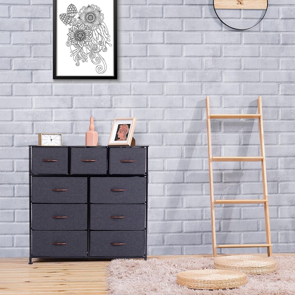 Wide Dresser Storage Tower with 9 Drawers