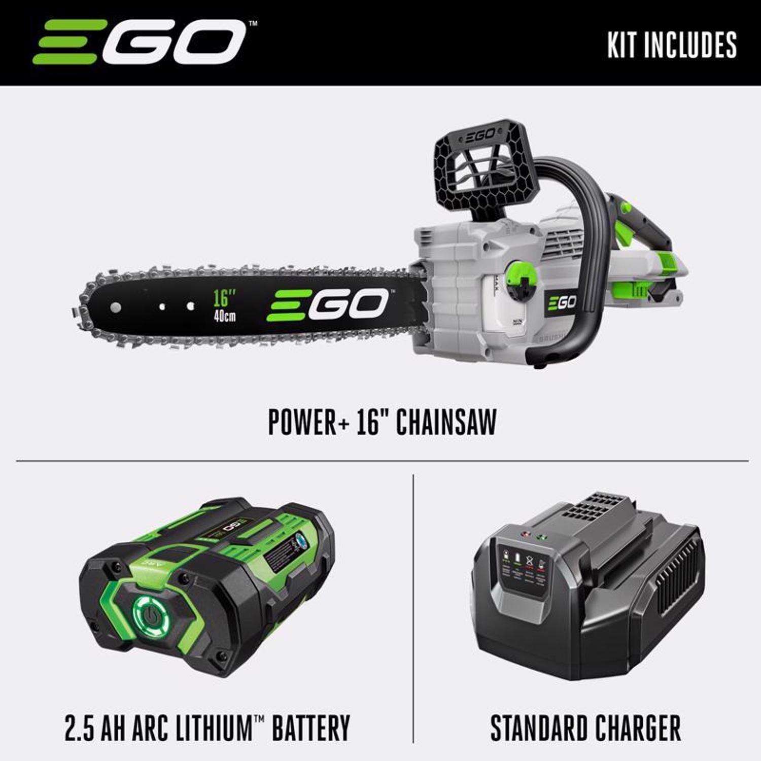 EGO Power+ CS1611 16 in. 40 cc 56 V Battery Chainsaw Kit (Battery and Charger)