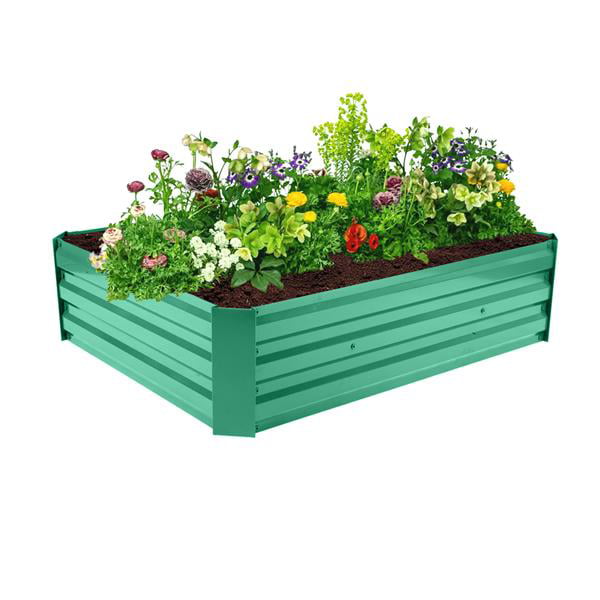 Arttoreal 48"L x 36"W x 12"H Metal Raised Garden Bed,Railing Above Ground Planter Box for Flowers Vegetables and Herb Plants,Green