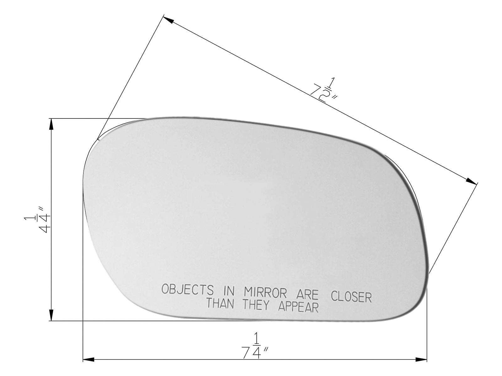 APA Replacement Mirror Glass Non-Heated with Adhesive Pads for 1998 - 2011 CROWN VICTORIA GRAND MARQUIS 2003 - 2004 MARAUDER Passenger Right Side FO1323118