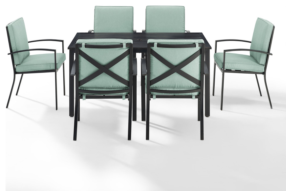 Kaplan 7 Piece Outdoor Dining Set   Contemporary   Outdoor Dining Sets   by Crosley  Houzz